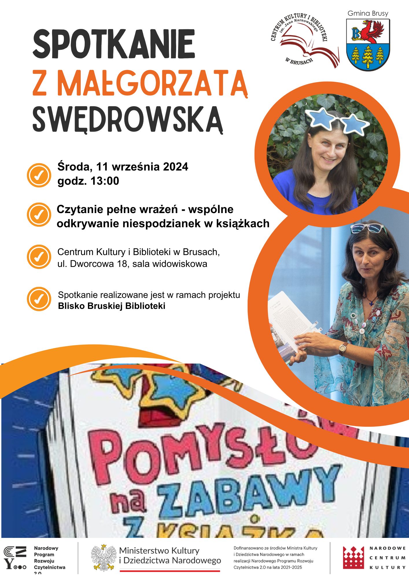 Plakat na spotkanie z Małgorzatą Swędrowską